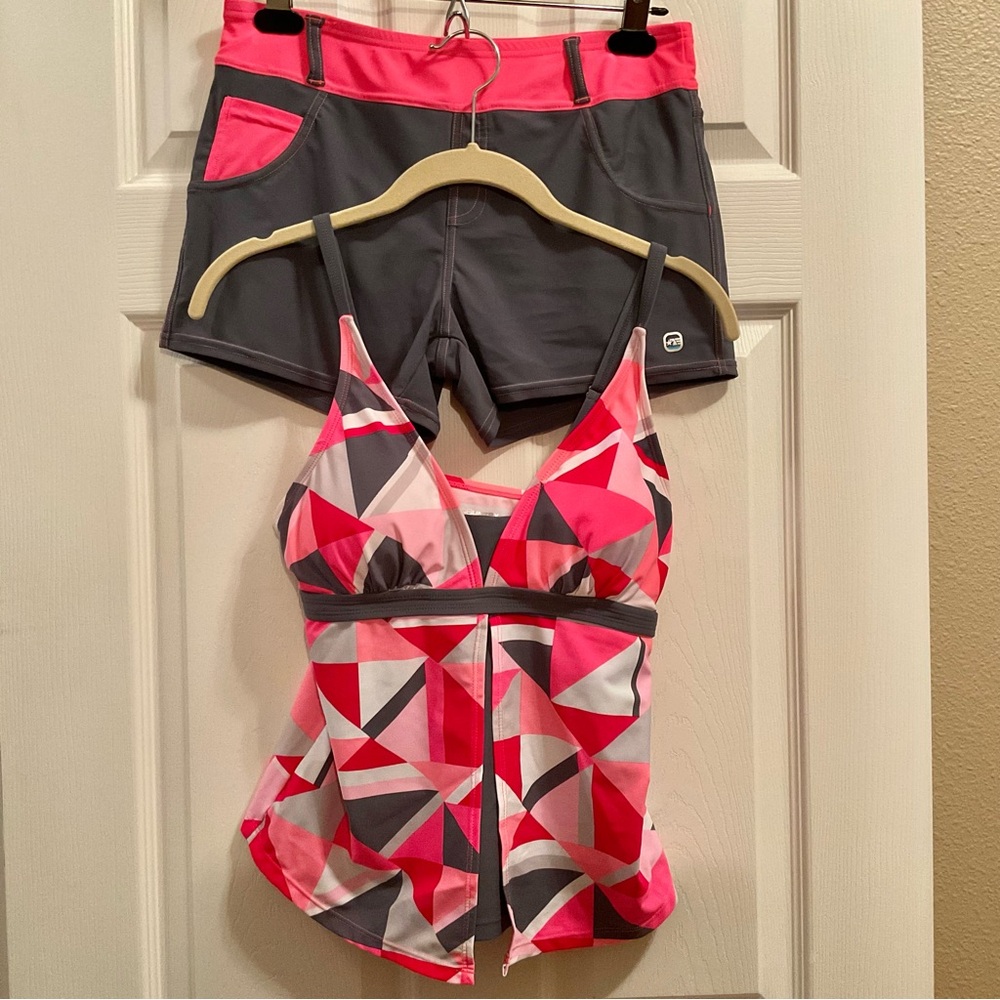 NEW Swim Tankini TOP - Free Country - hot tangerine colorway